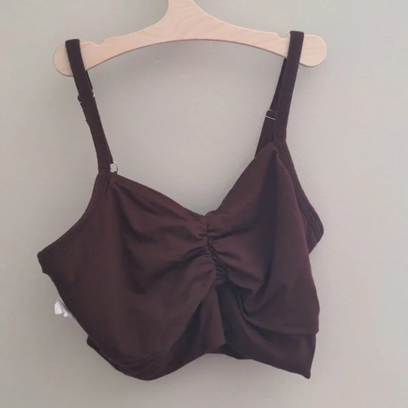 Elegant Brown Ruched Bralette - Picture 5 of 13
